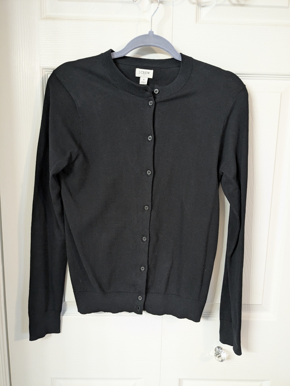 J. Crew Factory Black Button-Up Crewneck Cardigan Small